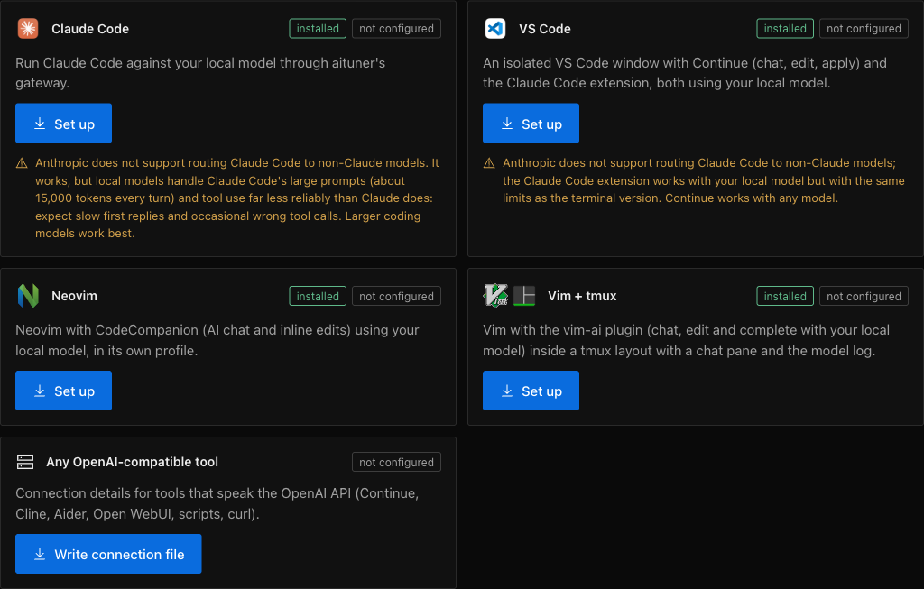 Editor integrations in aituner